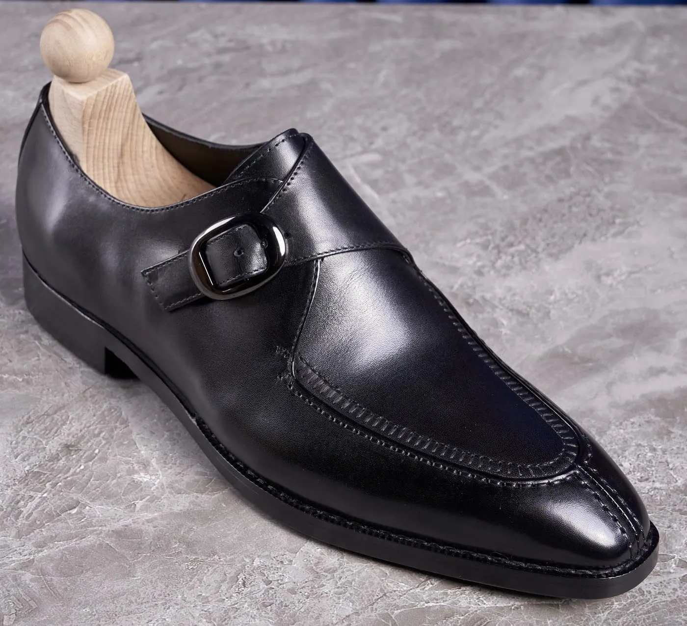 Santimon Men's Leather Monk Strap Dress Loafers, Blake Stitched, Buiness Dress Formal Shoes,Tuxedo Shoes for Men