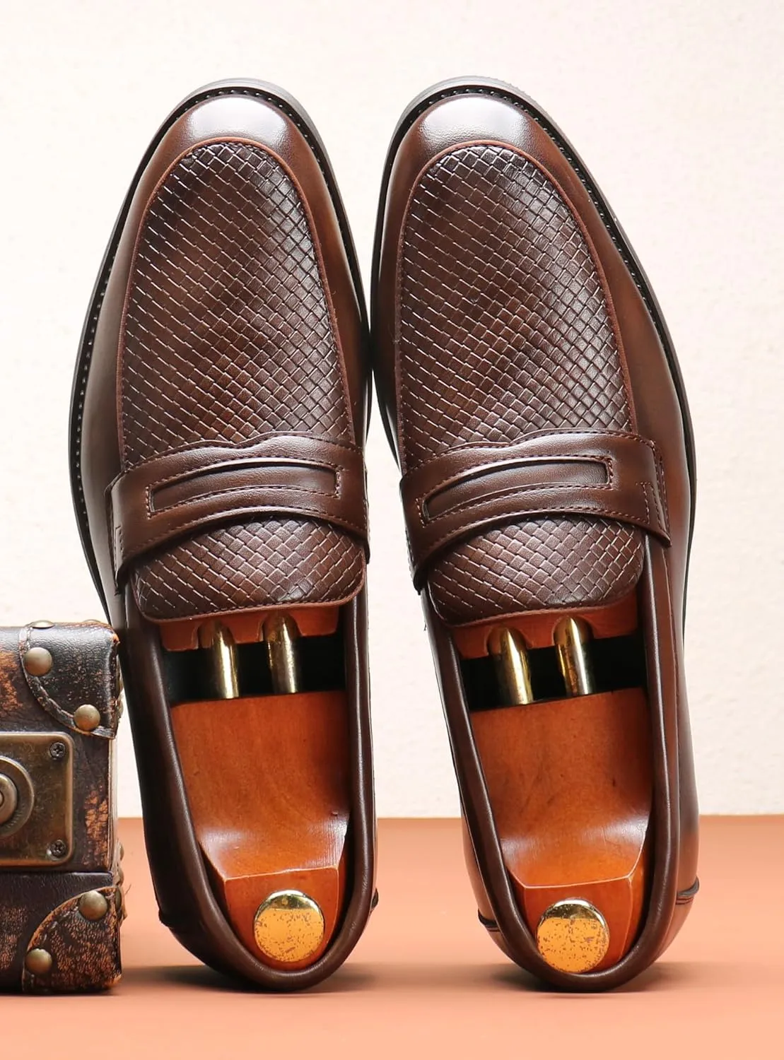 Santimon Mens Loafers Casual Dress Slip On Walking Shoes Wedding Prom Formal Penny Loafers Business Tuxedo Leather Moccasins for Men