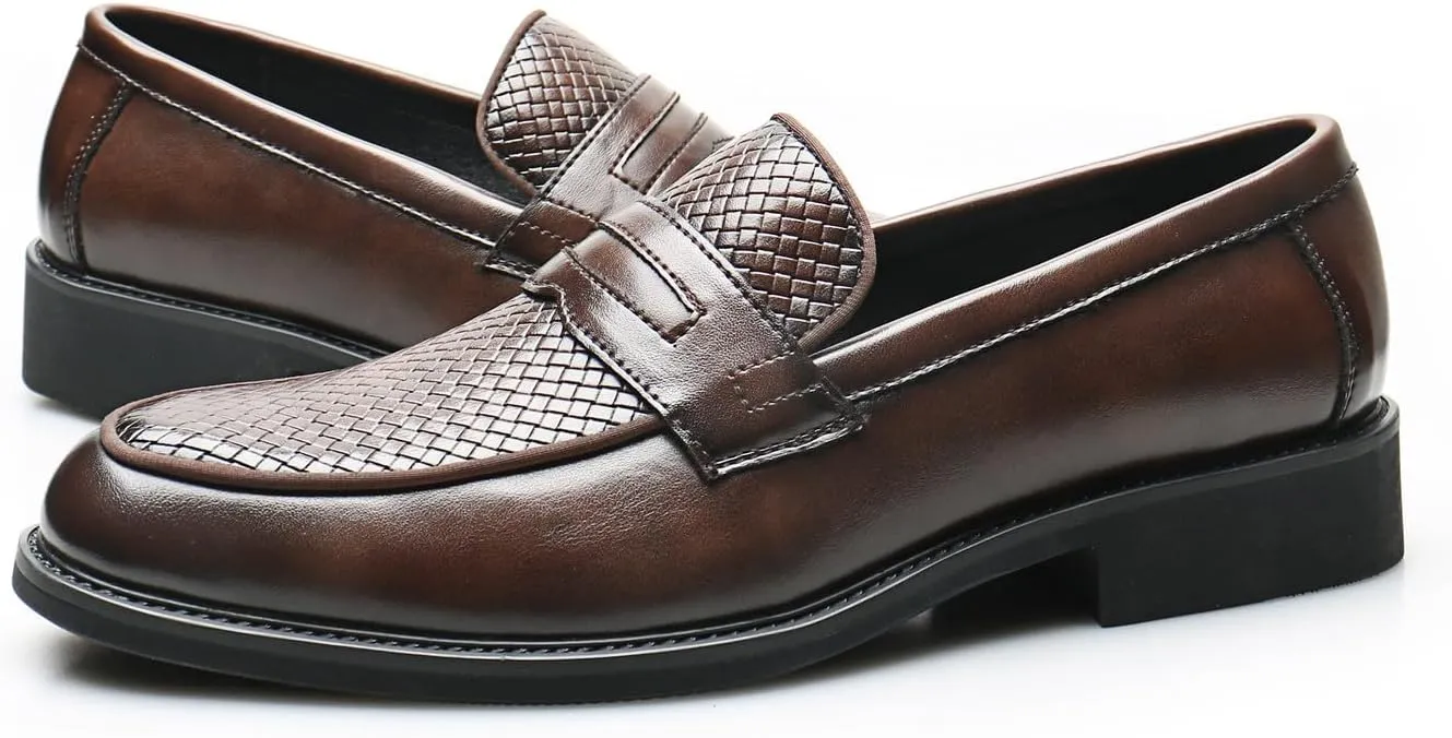 Santimon Mens Loafers Casual Dress Slip On Walking Shoes Wedding Prom Formal Penny Loafers Business Tuxedo Leather Moccasins for Men