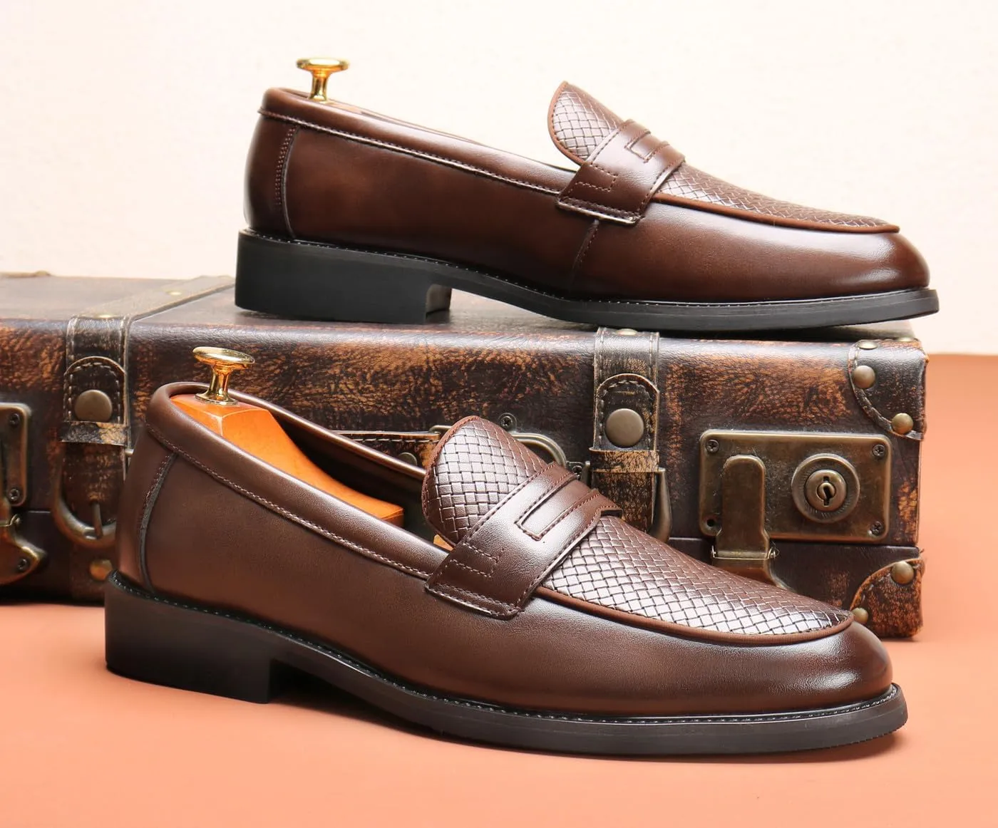 Santimon Mens Loafers Casual Dress Slip On Walking Shoes Wedding Prom Formal Penny Loafers Business Tuxedo Leather Moccasins for Men