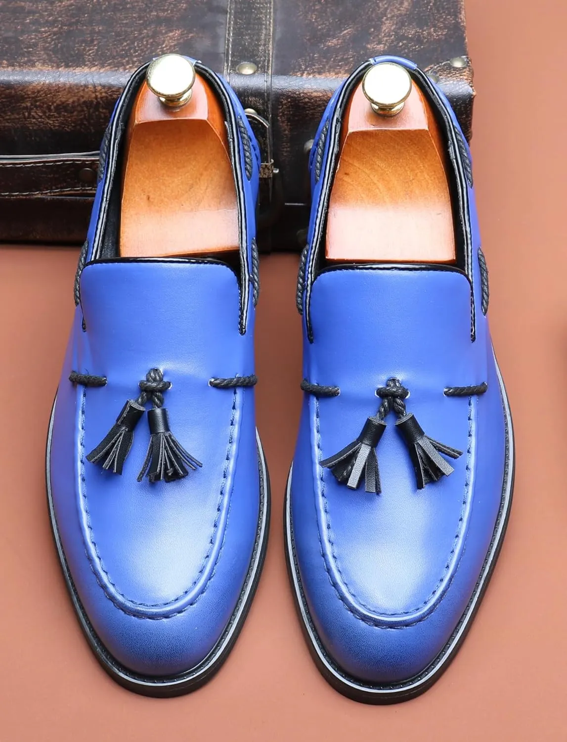 Santimon Mens Loafers Casual Dress Slip On Walking Shoes Wedding Prom Tassel Loafers Business Tuxedo Leather Moccasins for Men