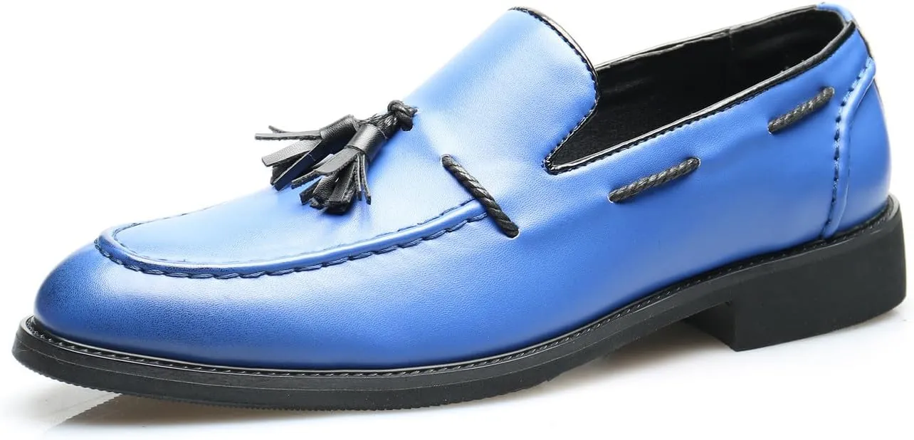 Santimon Mens Loafers Casual Dress Slip On Walking Shoes Wedding Prom Tassel Loafers Business Tuxedo Leather Moccasins for Men