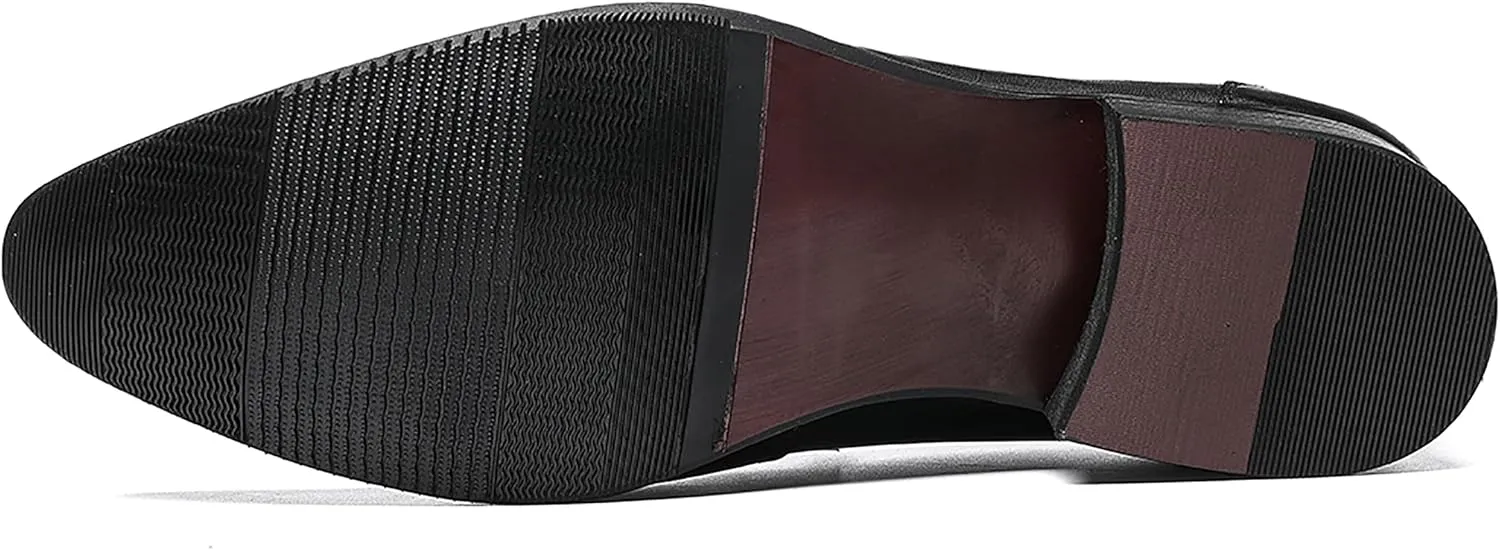 Santimon Mens Loafers Dress Casual Slip-On Tassel Loafer Fashion Tuxedo Wedding Moccasin Genuine Leather Formal Business Penny Loafers Comfortable Shoes for Men