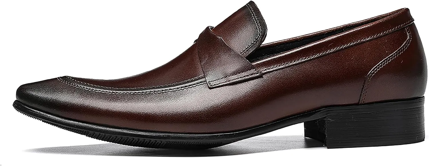 Santimon Mens Loafers Dress Casual Slip-On Tassel Loafer Fashion Tuxedo Wedding Moccasin Genuine Leather Formal Business Penny Loafers Comfortable Shoes for Men
