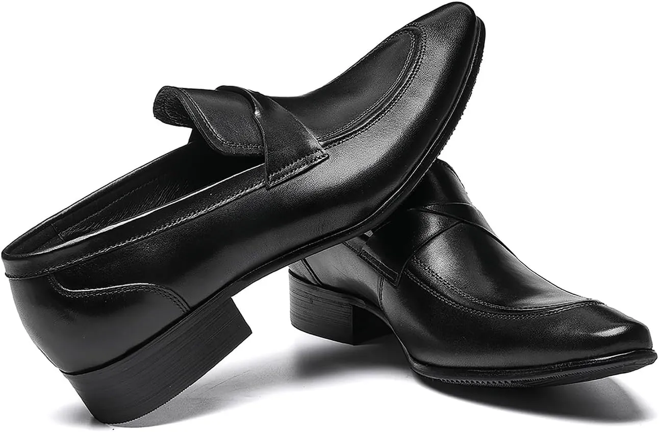 Santimon Mens Loafers Dress Casual Slip-On Tassel Loafer Fashion Tuxedo Wedding Moccasin Genuine Leather Formal Business Penny Loafers Comfortable Shoes for Men