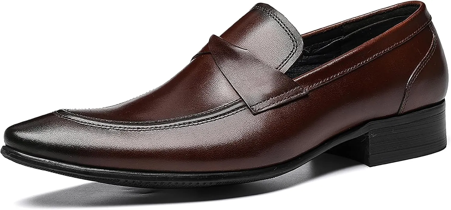 Santimon Mens Loafers Dress Casual Slip-On Tassel Loafer Fashion Tuxedo Wedding Moccasin Genuine Leather Formal Business Penny Loafers Comfortable Shoes for Men