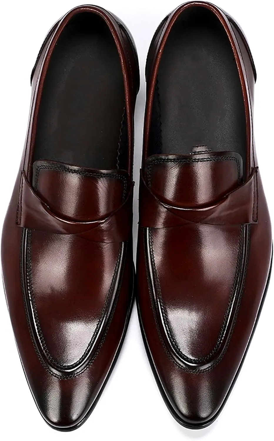 Santimon Mens Loafers Dress Casual Slip-On Tassel Loafer Fashion Tuxedo Wedding Moccasin Genuine Leather Formal Business Penny Loafers Comfortable Shoes for Men