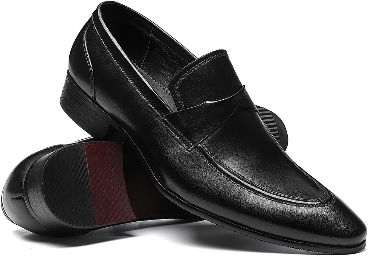 Santimon Mens Loafers Dress Casual Slip-On Tassel Loafer Fashion Tuxedo Wedding Moccasin Genuine Leather Formal Business Penny Loafers Comfortable Shoes for Men