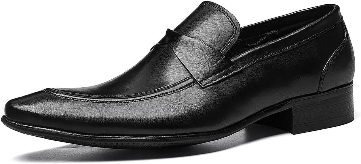 Santimon Mens Loafers Dress Casual Slip-On Tassel Loafer Fashion Tuxedo Wedding Moccasin Genuine Leather Formal Business Penny Loafers Comfortable Shoes for Men