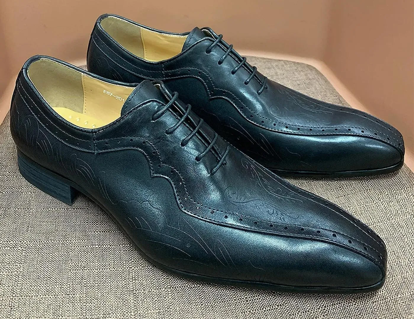 Santimon Mens Oxfords Genunie Leather Formal Dress Suit Shoes Wingtip Brogues Modern Luxury Derby Fashion Prom Wedding Business Casual Comfortable Tuxedo Shoes for Men