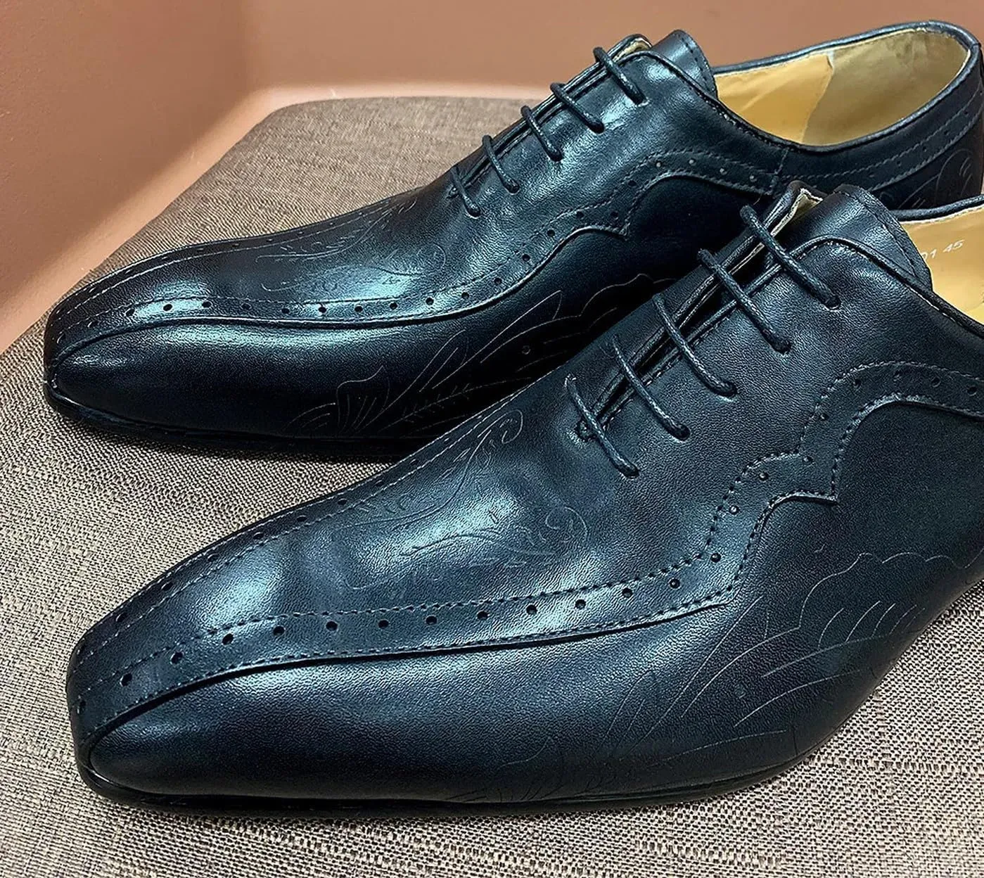 Santimon Mens Oxfords Genunie Leather Formal Dress Suit Shoes Wingtip Brogues Modern Luxury Derby Fashion Prom Wedding Business Casual Comfortable Tuxedo Shoes for Men