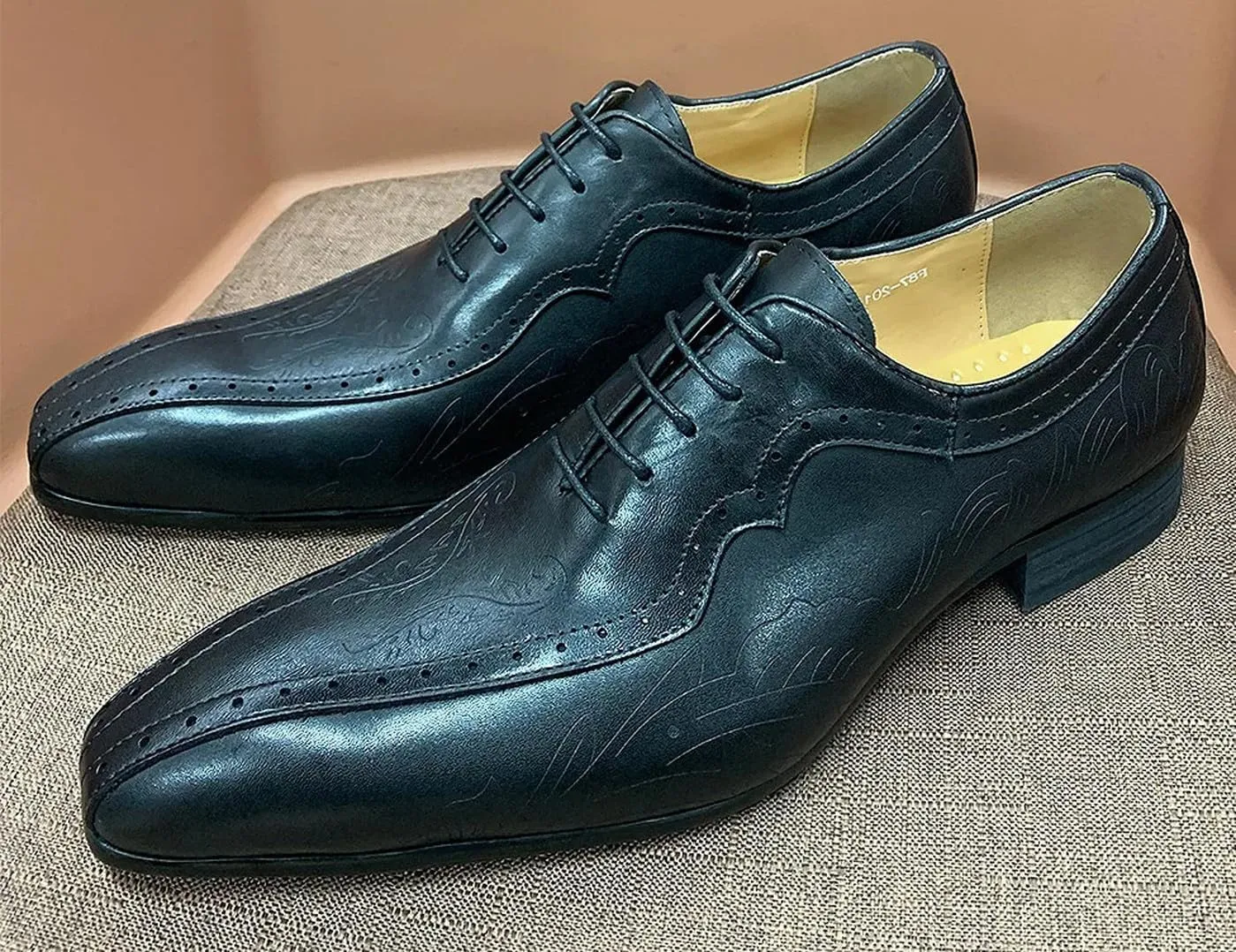 Santimon Mens Oxfords Genunie Leather Formal Dress Suit Shoes Wingtip Brogues Modern Luxury Derby Fashion Prom Wedding Business Casual Comfortable Tuxedo Shoes for Men