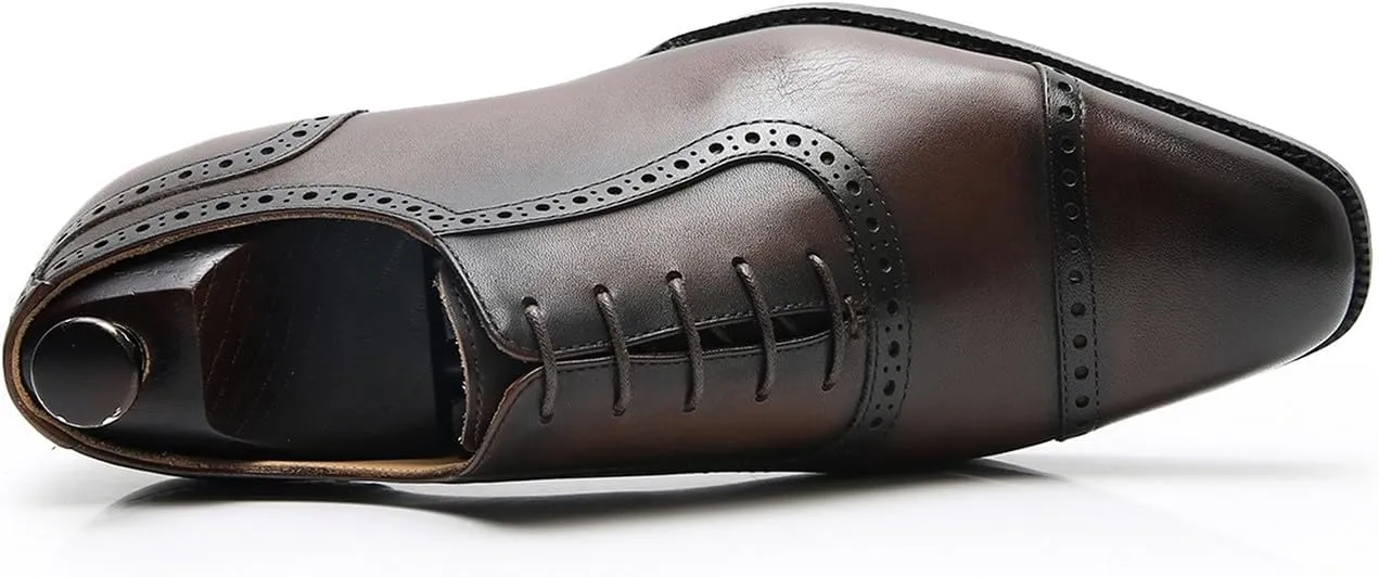 Santimon Mens Oxfords Shoes Dress Formal Genunie Leather Pointed Toe Oxford Fashion Business Casual Derby Modern Prom Wedding Suit Shoes Tuxedo Shoes for Men