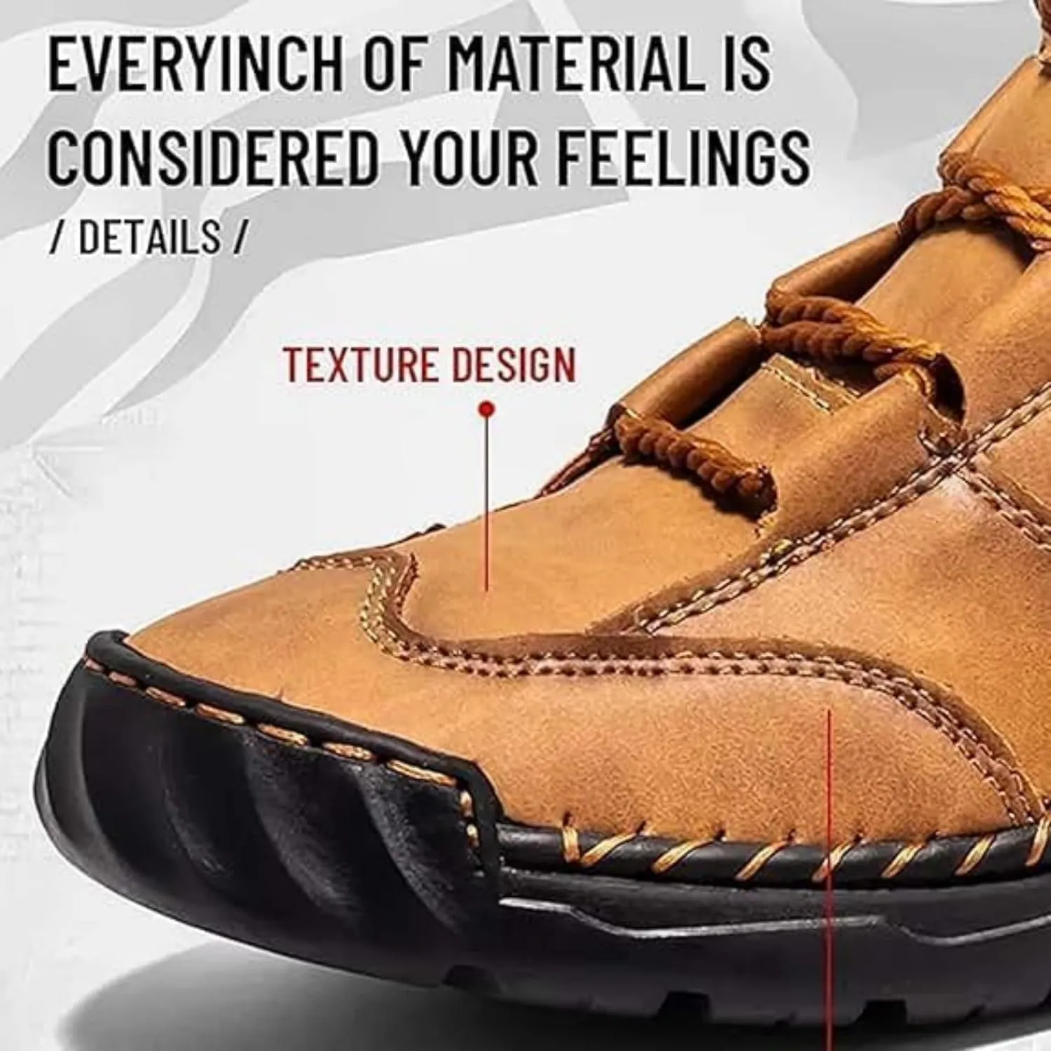 Sawbehind Men's Comfortable Handmade Leather Boots – Waterproof Spacious Toe Box Outdoor Leather Shoes