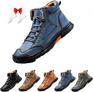 Sawbehind Men's Comfortable Handmade Leather Boots – Waterproof,Spacious Toe Box Outdoor Leather Shoes Ankle Boots