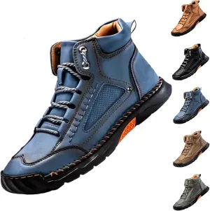 Sawbehind Men's Comfortable Handmade Leather Boots,Arch Support, Spacious Toe Box Outdoor Leather Shoes