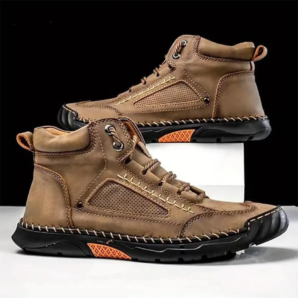 Sawbehind Men's Comfortable Handmade Leather Boots,Arch Support, Spacious Toe Box Outdoor Leather Shoes