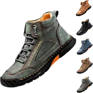 Sawbehind Men's Comfortable Handmade Leather Boots,Arch Support, Spacious Toe Box Outdoor Leather Shoes