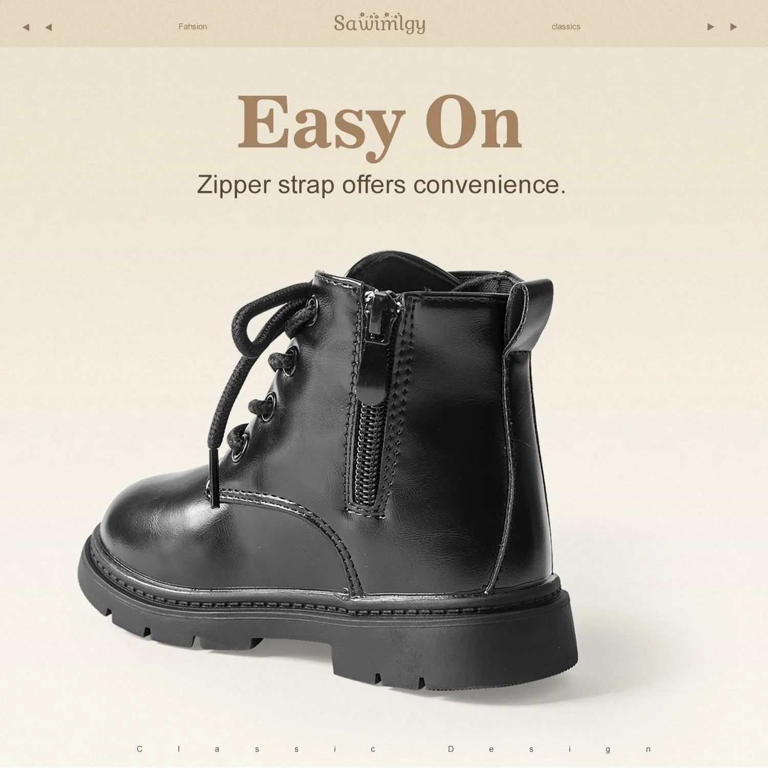 Sawimlgy Toddler Boys Girls Classic Hiking Boots PU Leather Outdoor Four Seasons Ankle Sneaker High Top Durable Rubber Sole Casual Shoes