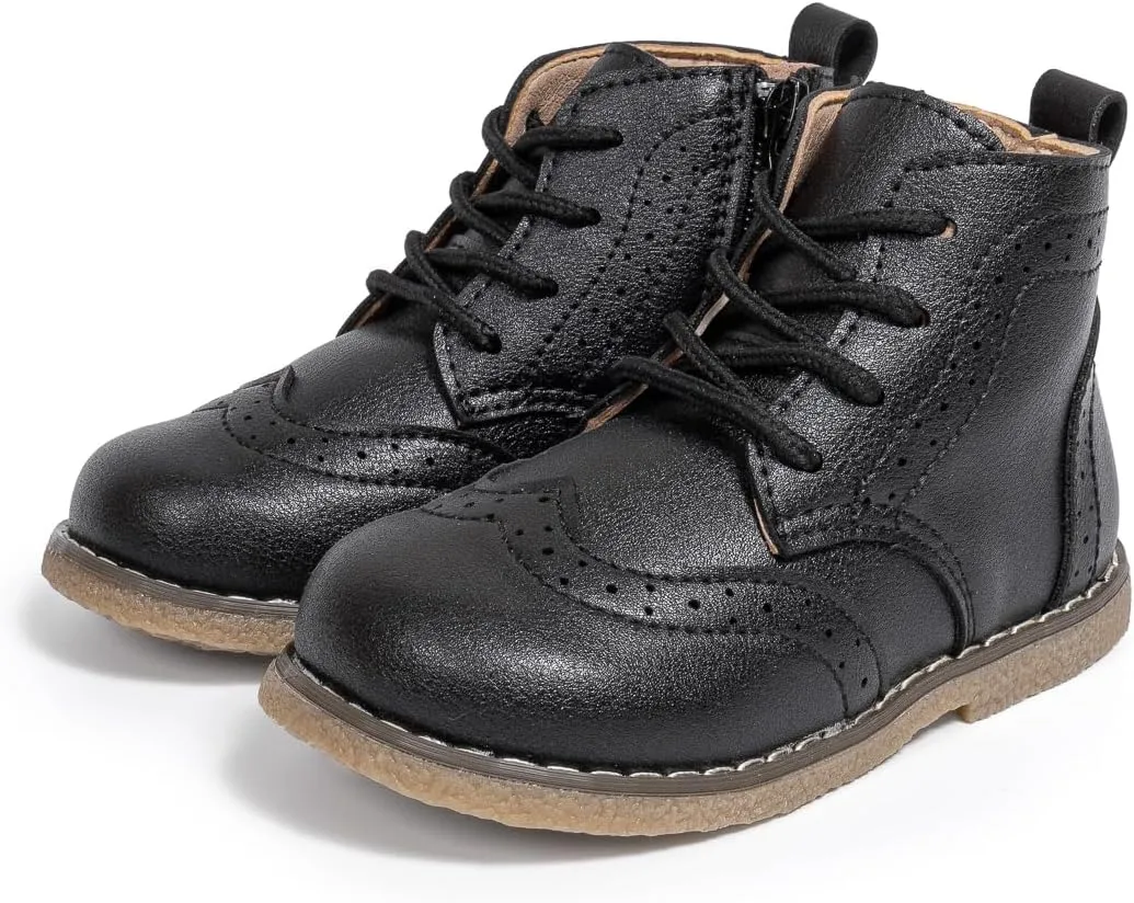 Sawimlgy Toddler Boys Girls Classic Hiking Boots PU Leather Outdoor Four Seasons Ankle Sneaker High Top Durable Rubber Sole Casual Shoes
