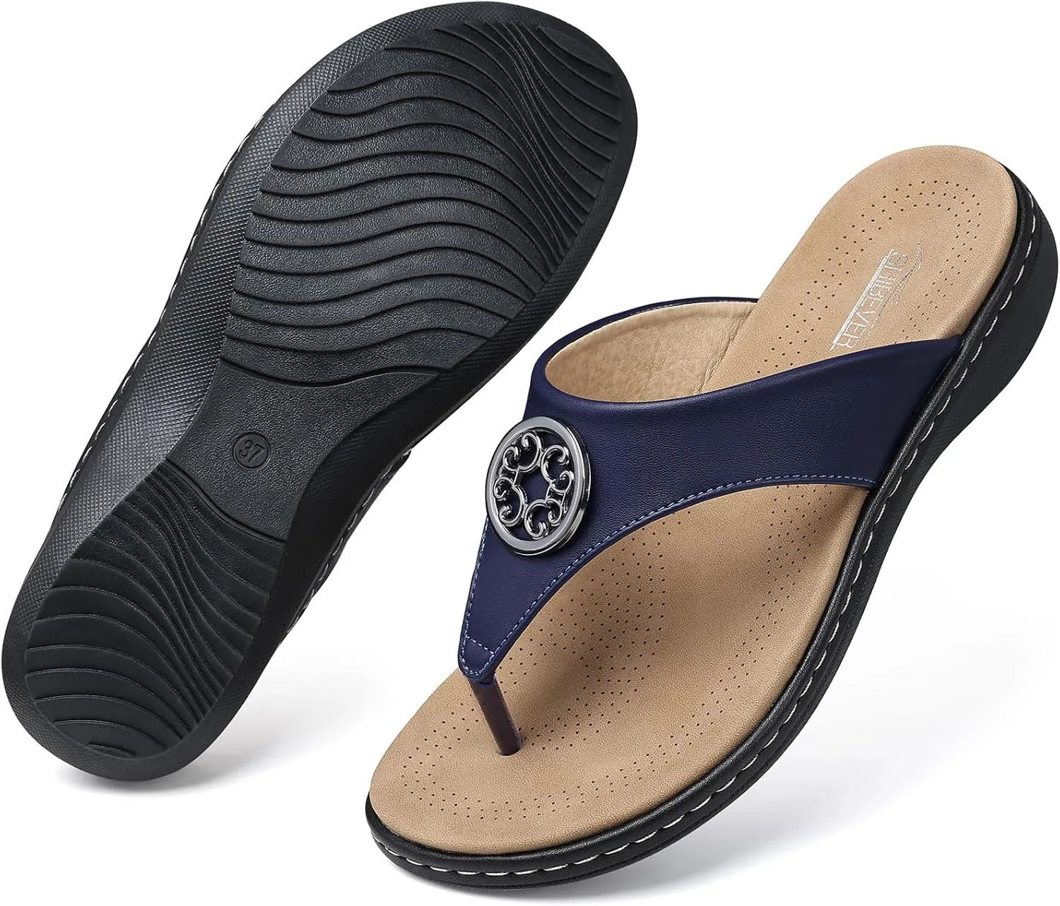 SHIBEVER Womens Flat Thong Sandals: Comfortable Walking Summer Casual Flip Flops for Women