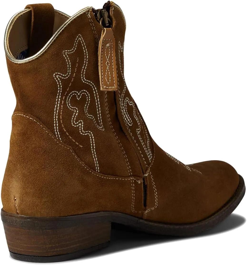 SHODENSE Cowboy Boots Women Embroidered Ankle Booties Low Chunky Stacked Heel Pointed Toe Mid Calf Western Boots Zipper Suede Cowgirl Boot Wide Calf Snip Toe Vintage Fall Boot Exotic Comfort 4-11 M US