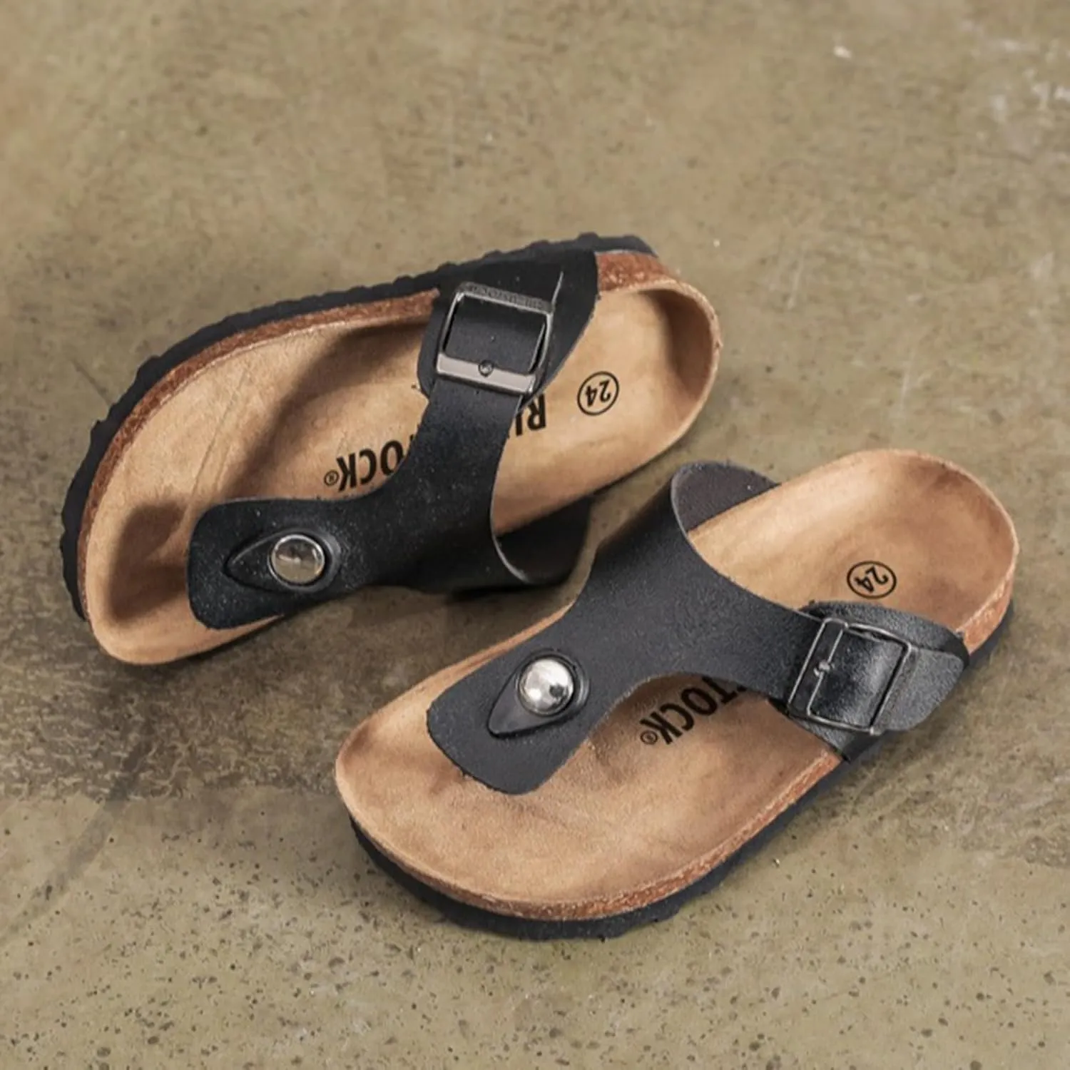 Spring and Summer Children's Boys and Girls Cork Flip Flops Shoes Glossy Slippers Slippers A Word Toddler Girl Sandals