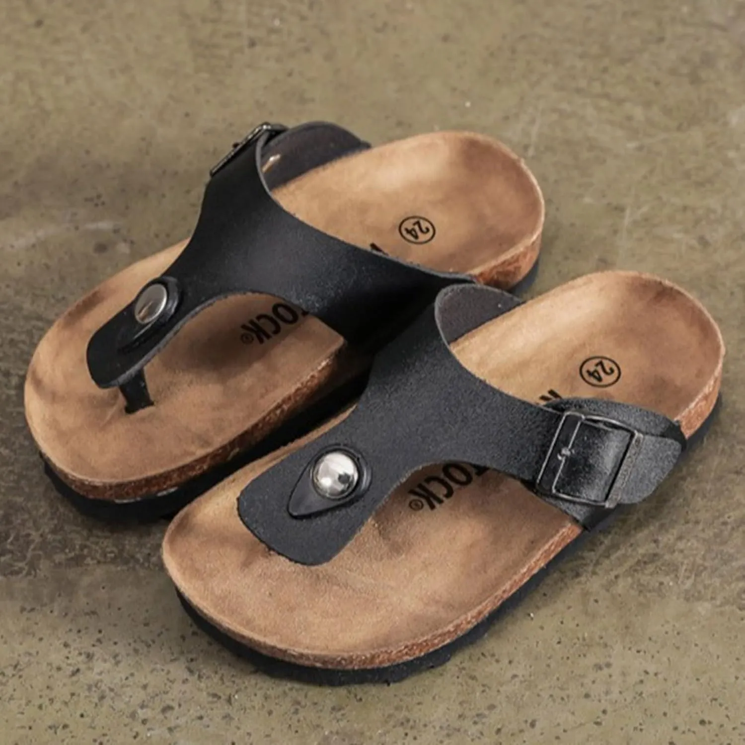 Spring and Summer Children's Boys and Girls Cork Flip Flops Shoes Glossy Slippers Slippers A Word Toddler Girl Sandals
