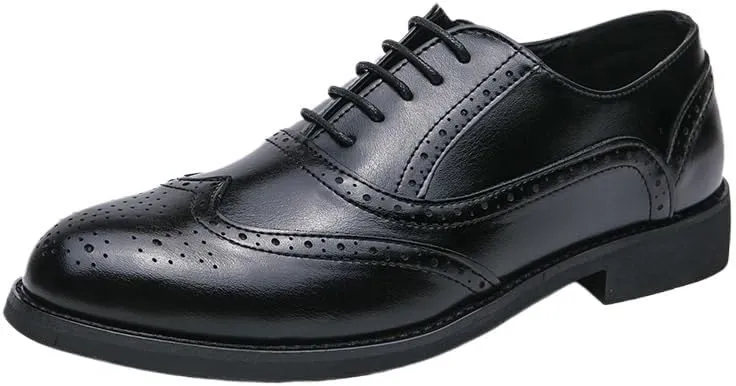 Spring Breathable Comfortable Walking Shoes British Style Classic Business Dress Leather Shoes Casual Lace-up Brogue Oxford
