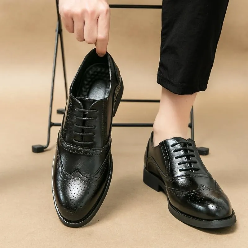 Spring Breathable Comfortable Walking Shoes British Style Classic Business Dress Leather Shoes Casual Lace-up Brogue Oxford