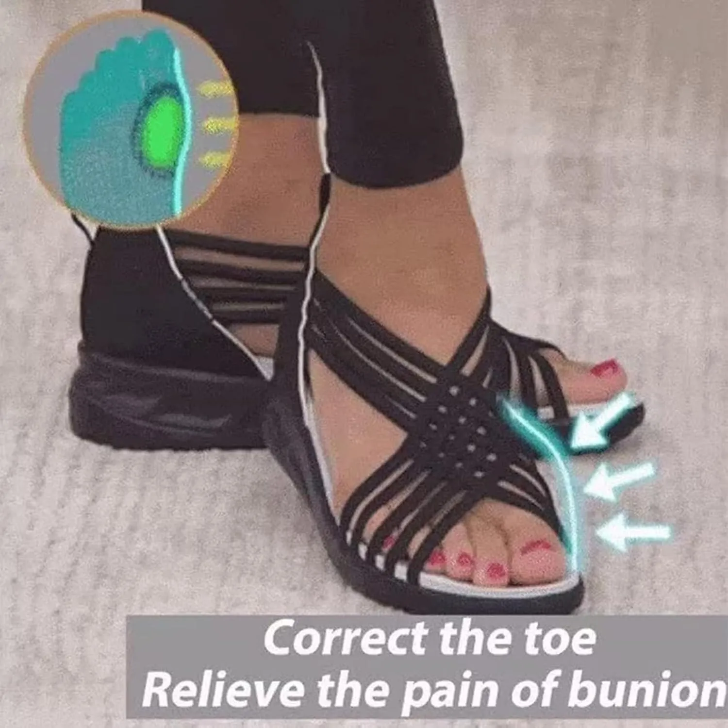 Strappy Wedge Sandals for Women Comfortable Orthopedic Slip On Gladiator Sandals Open Toe Lightweight Stretch Elastic Sandal Fashion Cross Strappy Walking Shoes for Women