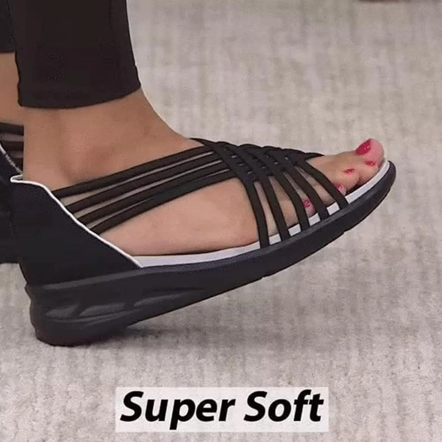 Strappy Wedge Sandals for Women Comfortable Orthopedic Slip On Gladiator Sandals Open Toe Lightweight Stretch Elastic Sandal Fashion Cross Strappy Walking Shoes for Women