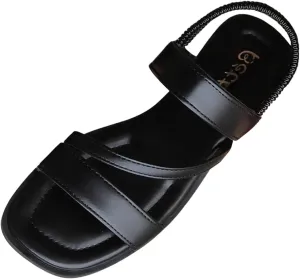 SuanlaTDS Women's Flat Sandals Dressy Summer Elastic Ankle Strap Slip-on Square Toe Slides Slippers 2025 Soft Beach Dress Bohemian Flats Comfortable Flip Flops Low Heel Elegant Party Sandal