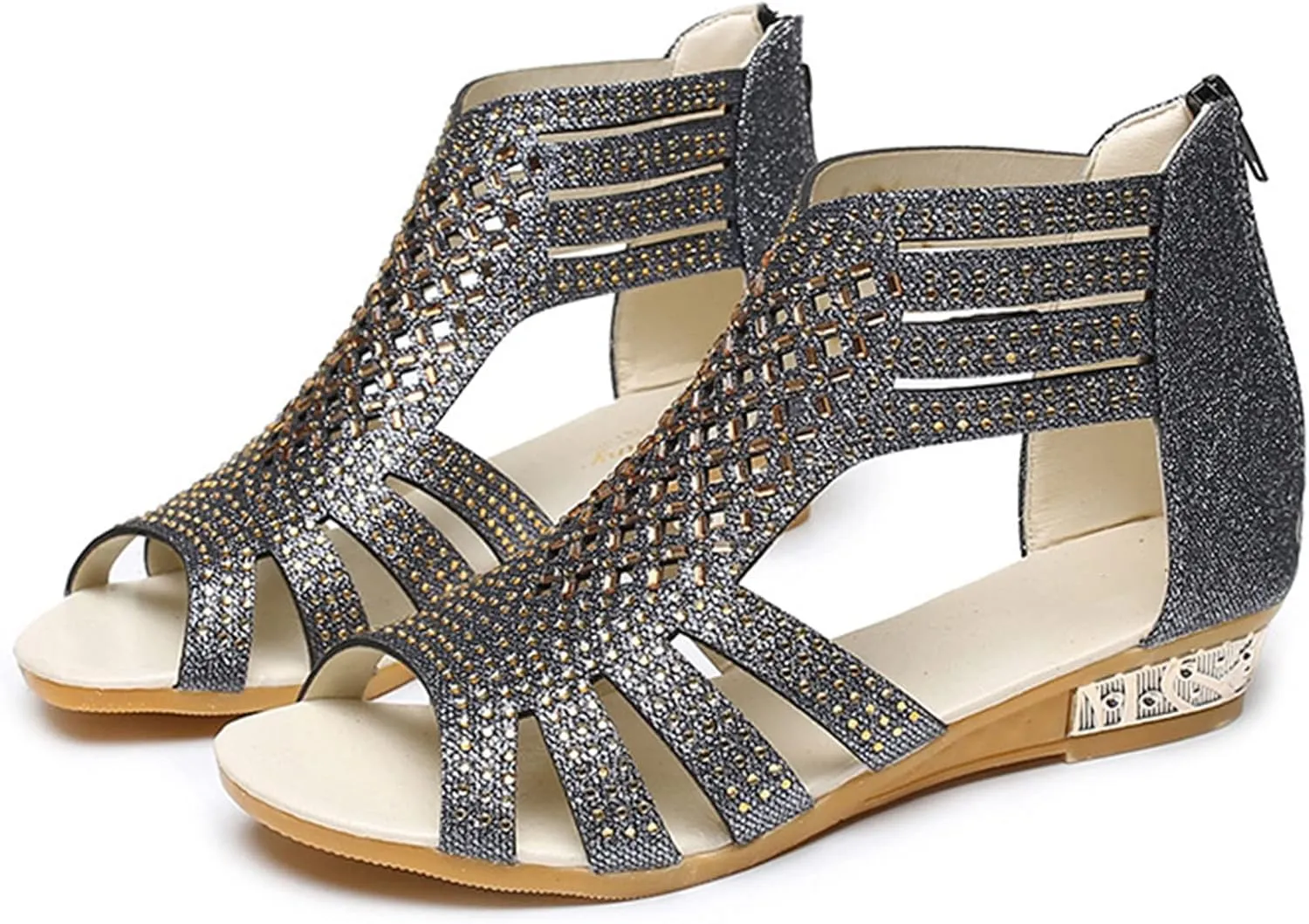 Summer Sandals for Women, Sandals for Women Dressy Boho Sandals Casual Sandals Low Wedges Peep Toe Wrapp Sandals