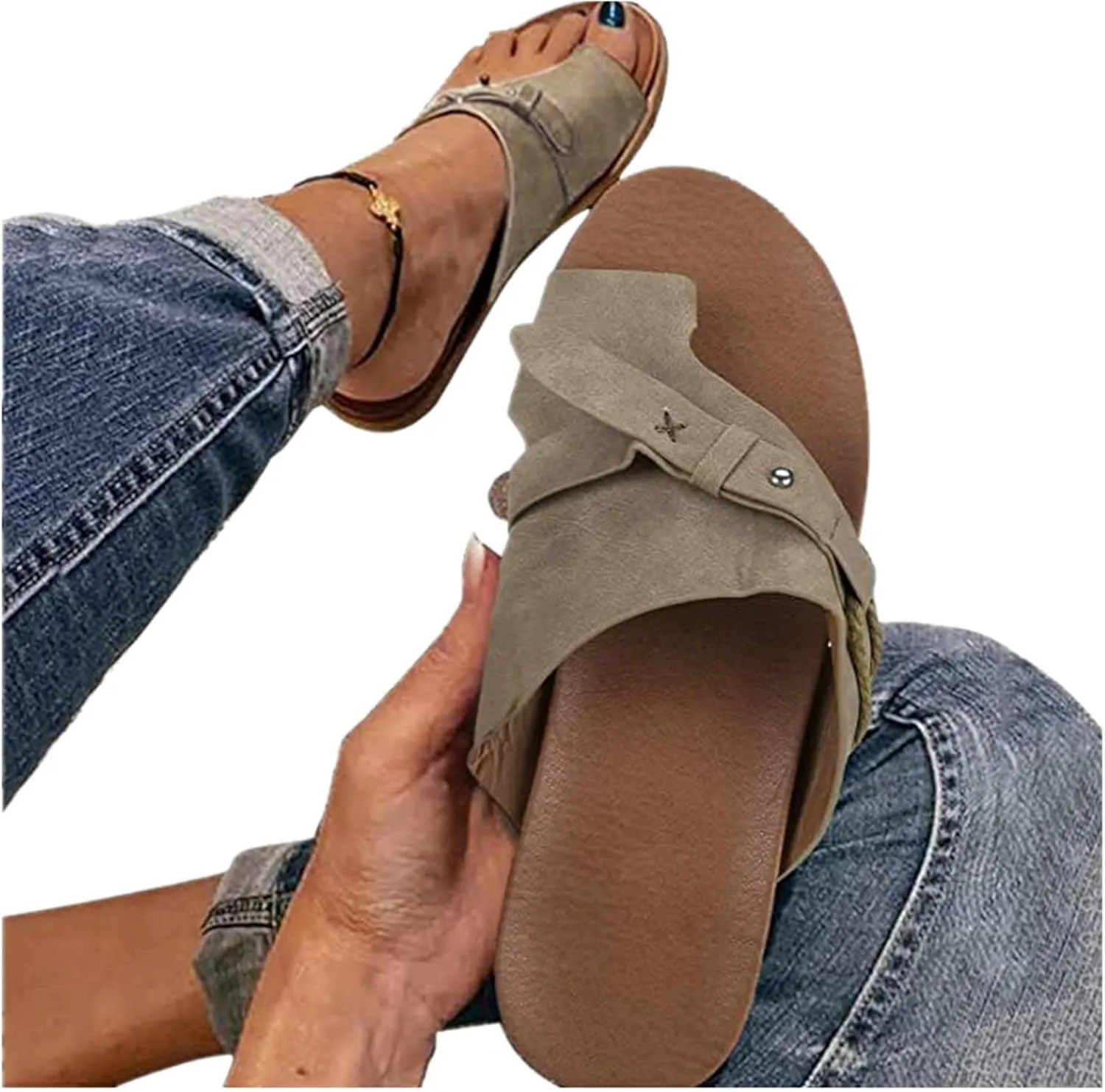 Summer Sandals For Women,Womens Dressy Strappy Flat Sandals Flip Flops Clip Toe T-Strap Gladiator Sandal Shoes for Beach