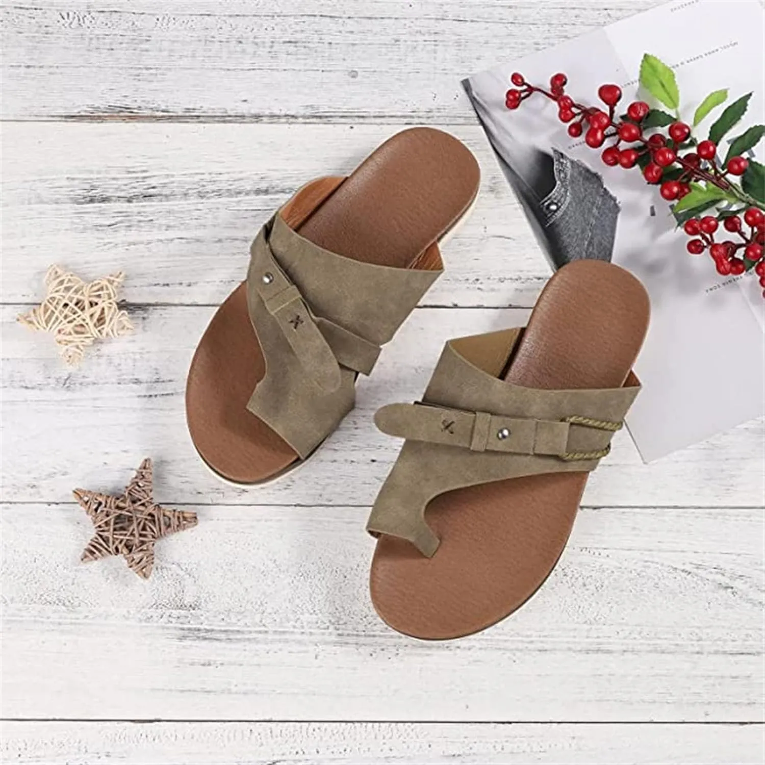 Summer Sandals For Women,Womens Dressy Strappy Flat Sandals Flip Flops Clip Toe T-Strap Gladiator Sandal Shoes for Beach