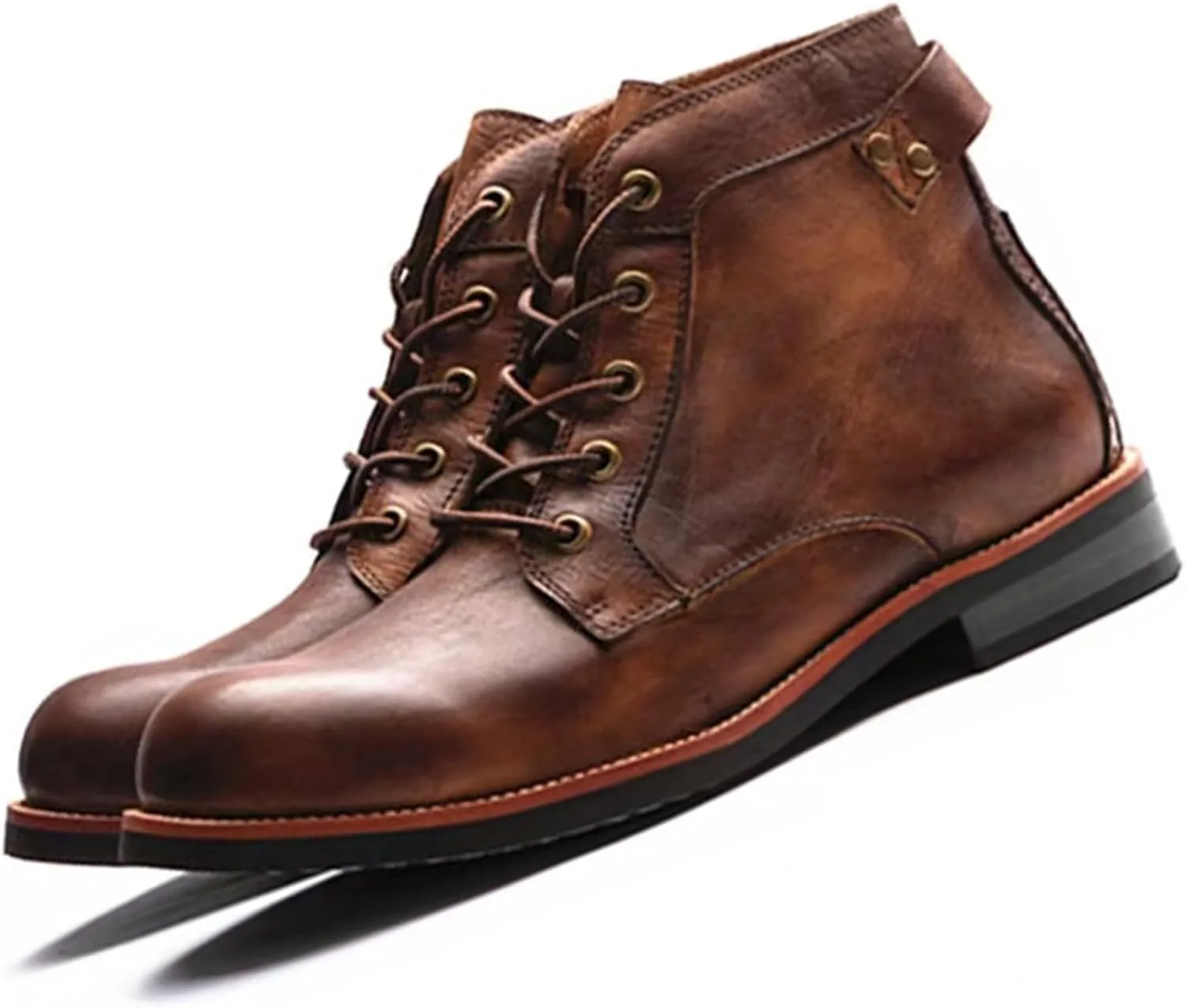 Tanner Shoes Men, Full-Grain Leather Oxford with Non Slip Rubber Sole, Breathable Cushioned Dress Shoes for Work & Casual Wear