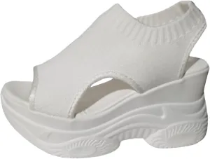 Thick Soled Sandals For Women Summer Mesh Breathable Fish Mouth Sloping Heel Sandals For Sports And Hiking Necessities