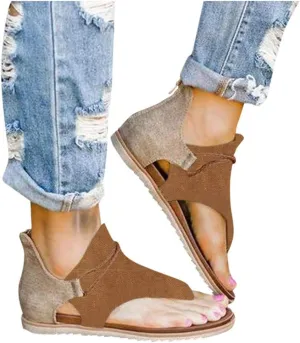 Thong Sandals for Women Beach,Bohemia Floral Flat Sandals T-Strap Summer Beach Glitter Beaded Elastic Flip-Flop Thong Shoes