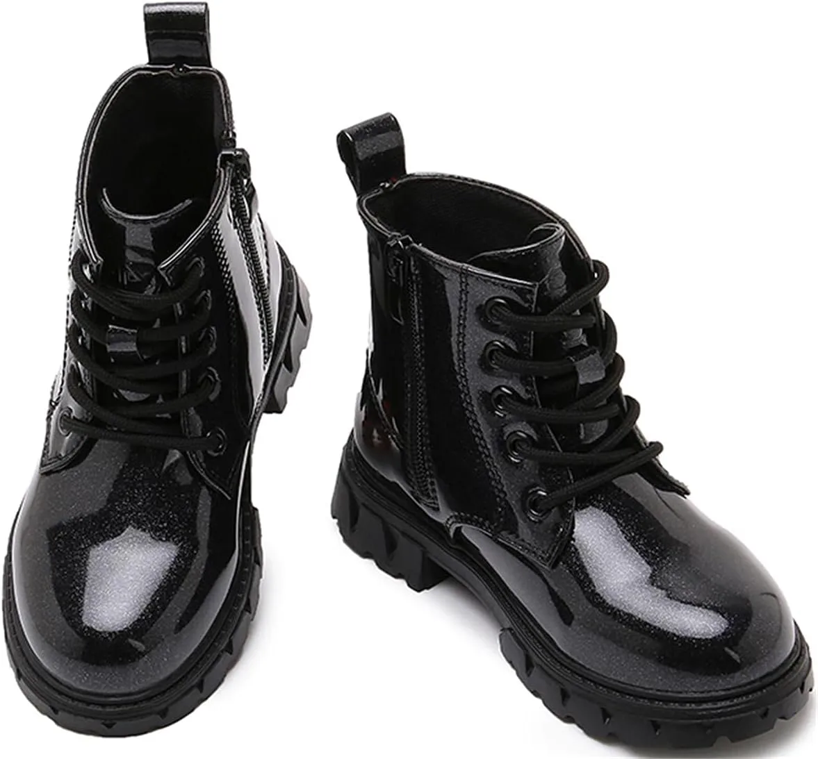 Toddler Little Boys Girls Waterproof Lace-Up Combat Boots Side Zip Ankle Boots Outdoor Hiking Boots