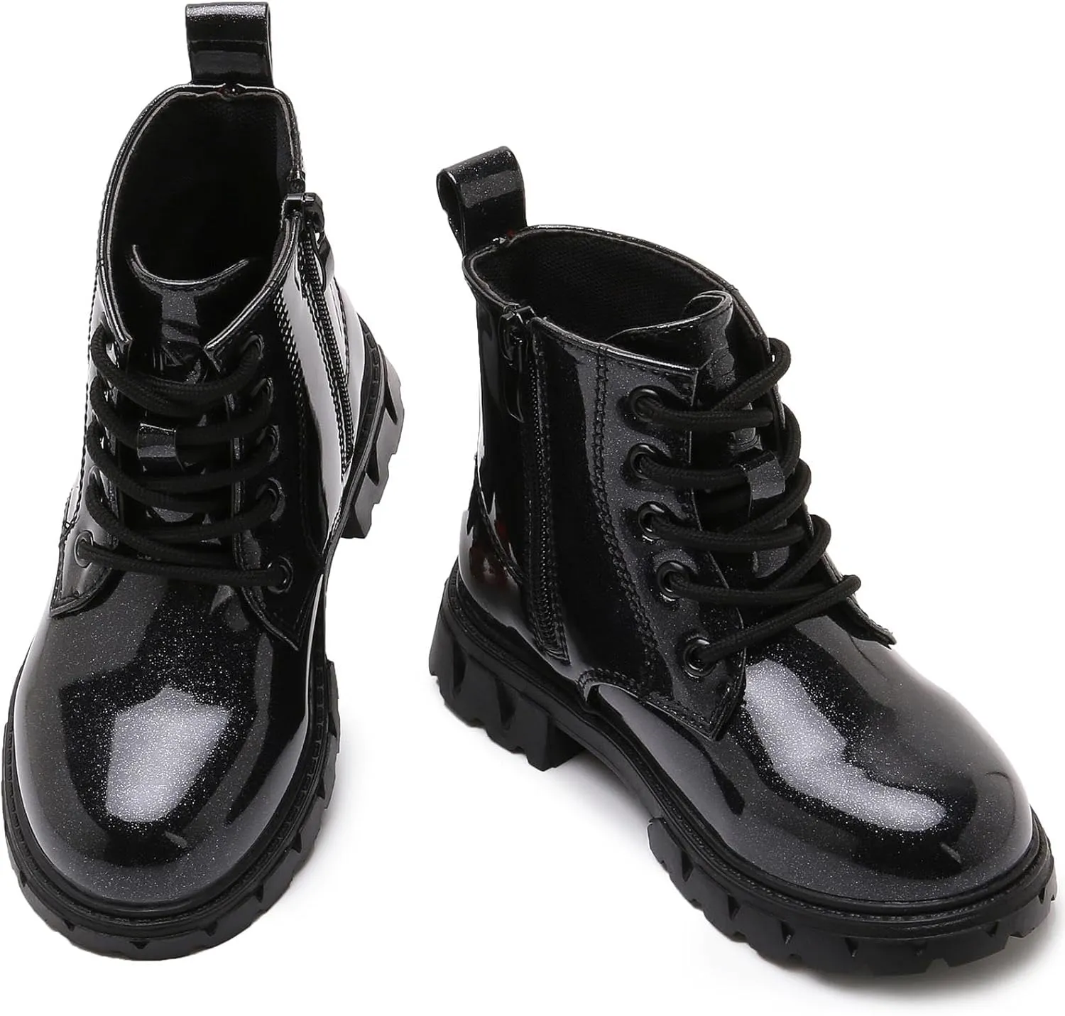 Toddler Little Boys Girls Waterproof Lace-Up Combat Boots Side Zip Ankle Boots Outdoor Hiking Boots