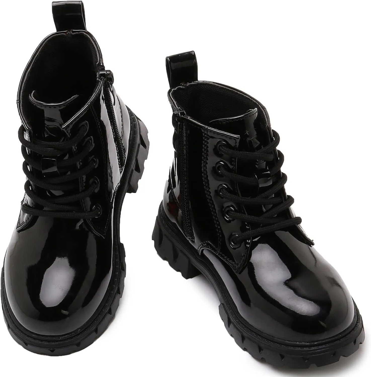 Toddler Little Boys Girls Waterproof Lace-Up Combat Boots Side Zip Ankle Boots Outdoor Hiking Boots