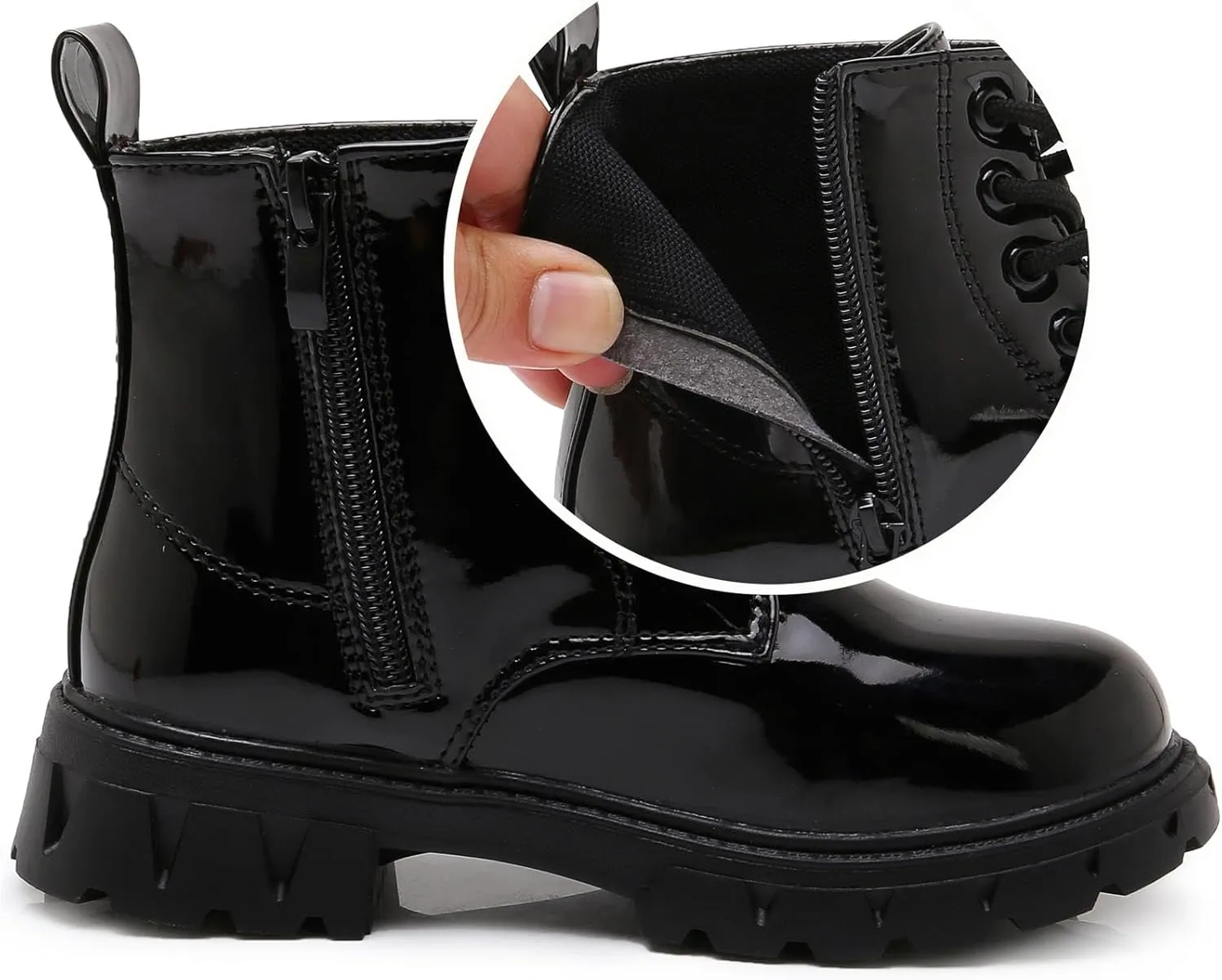 Toddler Little Boys Girls Waterproof Lace-Up Combat Boots Side Zip Ankle Boots Outdoor Hiking Boots