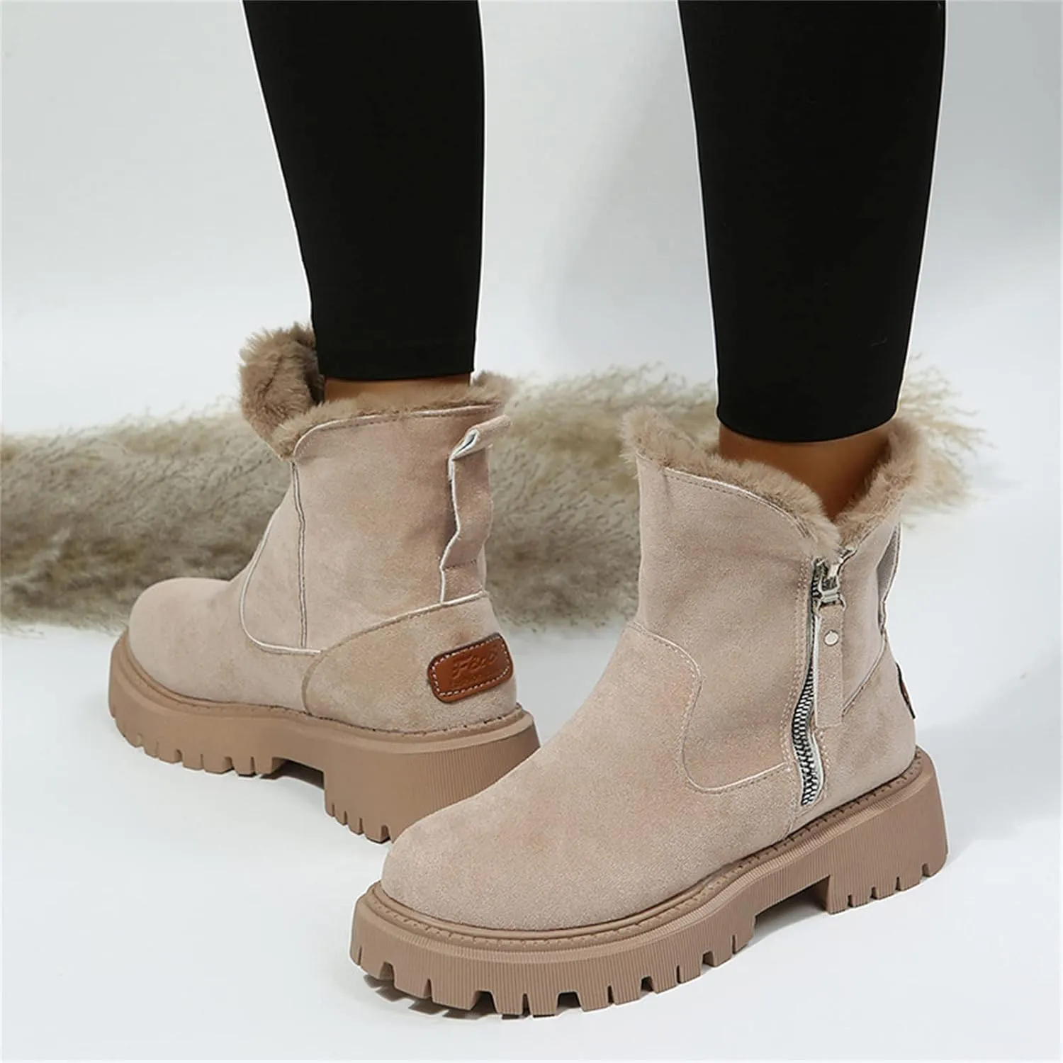 Trending Winter Boots For Women 2024 Snow Boots Warm Fur Lining Comfortable Fuzzy Ankle Booties Casual Loafers Shoes