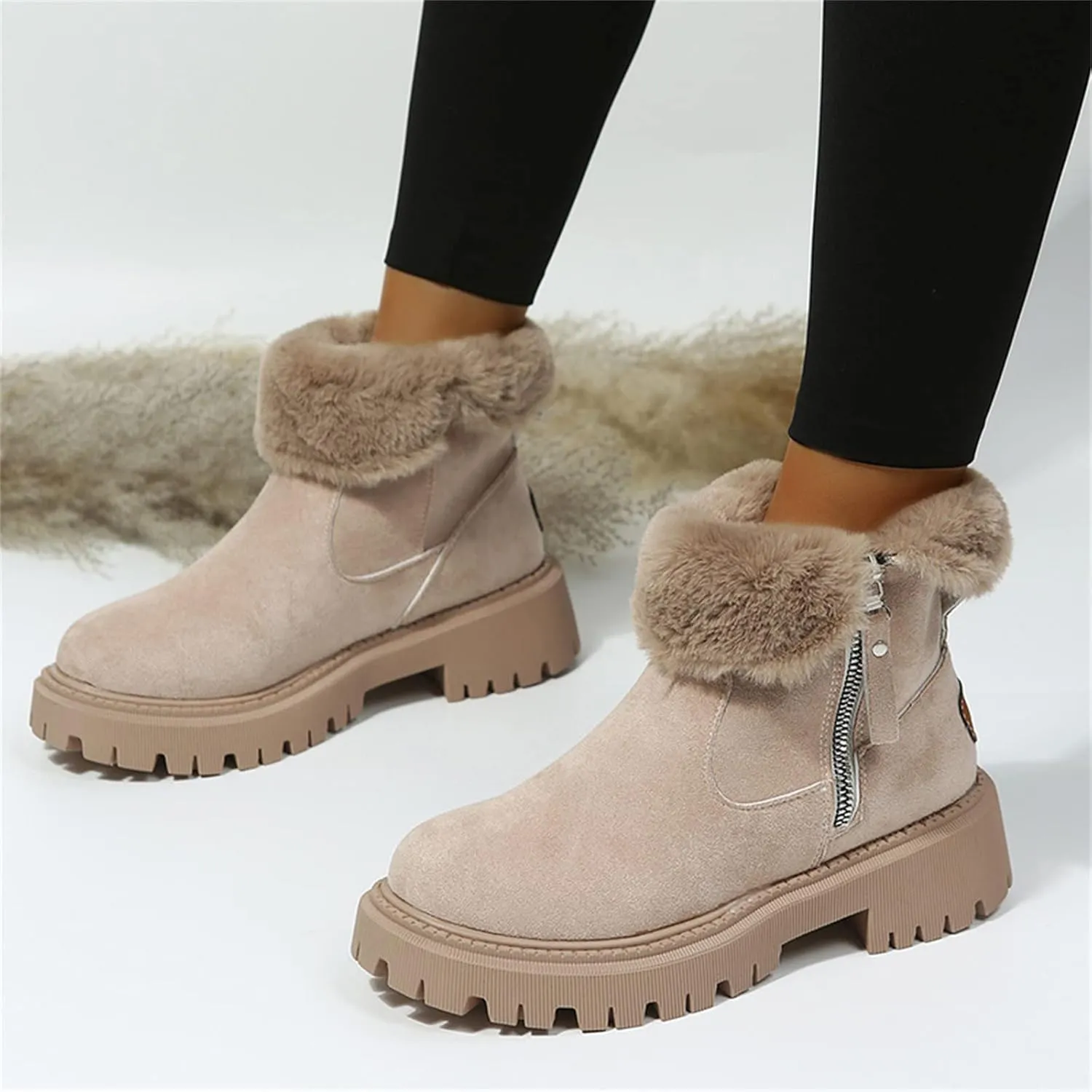 Trending Winter Boots For Women 2024 Snow Boots Warm Fur Lining Comfortable Fuzzy Ankle Booties Casual Loafers Shoes