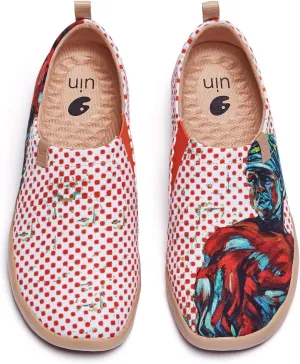 UIN Women's Slip Ons Canvas Lightweight Flats Sneakers Walking Casual Loafers Comfortable Art Painted Travel Shoes Hero (7)