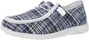 Unisex-Adult Comfort Canvas Loafers Sneakers Lightweight Boat Shoes Easy Slip-On Deck Shoes Elastic Lace-Up Non-Slip Flat Drving Shoes Breathable Walking Shoes for Men Women