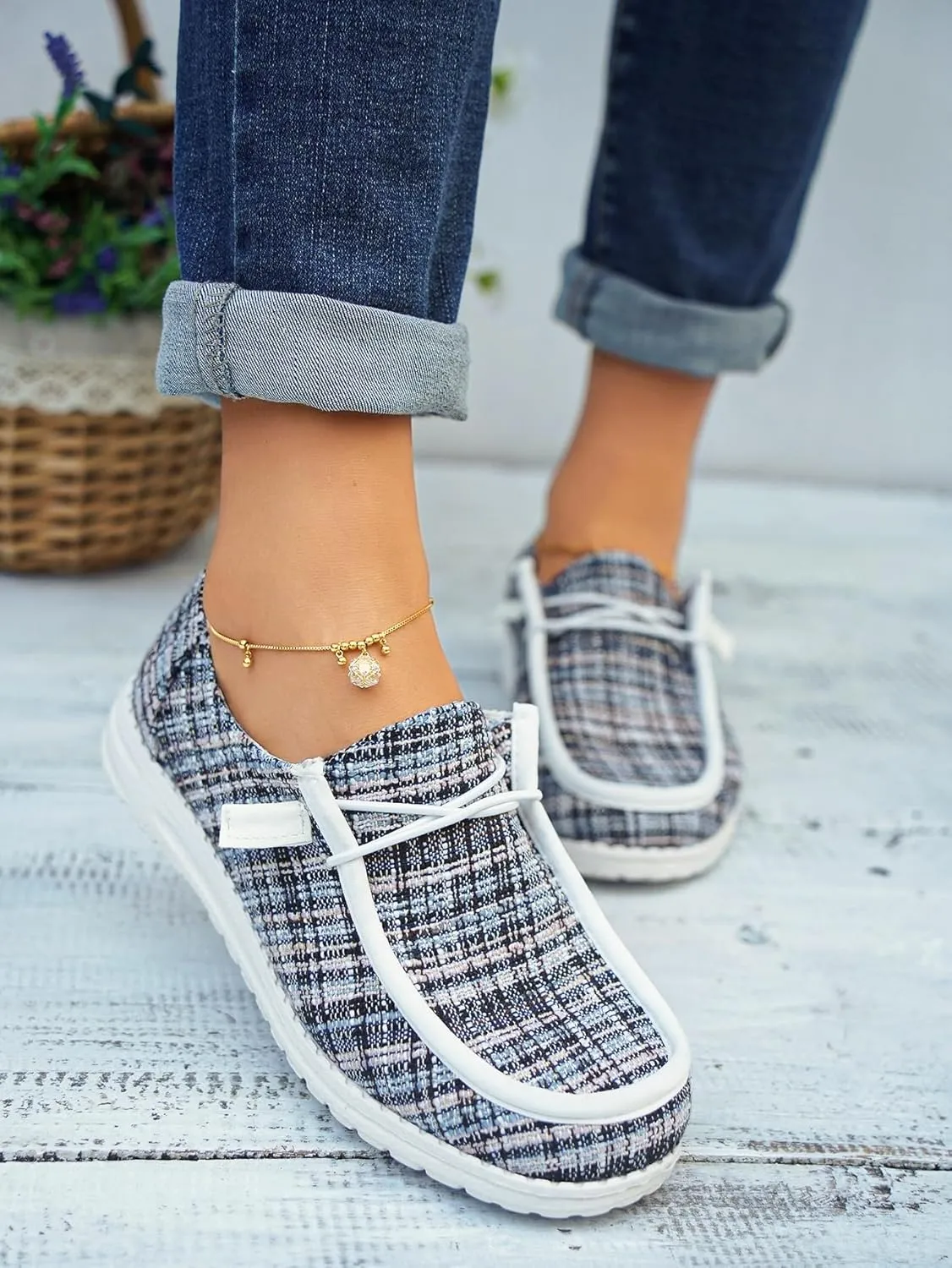 Unisex-Adult Comfort Canvas Loafers Sneakers Lightweight Boat Shoes Easy Slip-On Deck Shoes Elastic Lace-Up Non-Slip Flat Drving Shoes Breathable Walking Shoes for Men Women