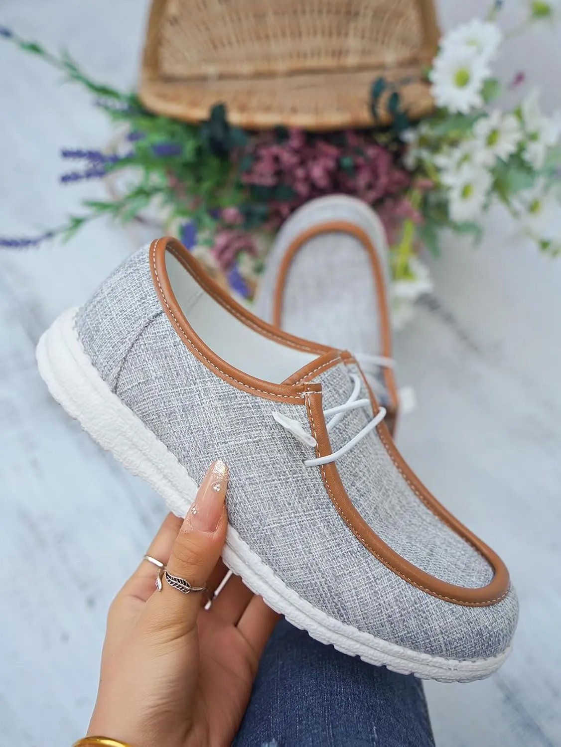 Unisex-Adult Comfort Canvas Loafers Sneakers Lightweight Boat Shoes Easy Slip-On Deck Shoes Lace-Up Non-Slip Flat Drving Shoes Breathable Walking Shoes for Men Women, Pink/Grey/Black
