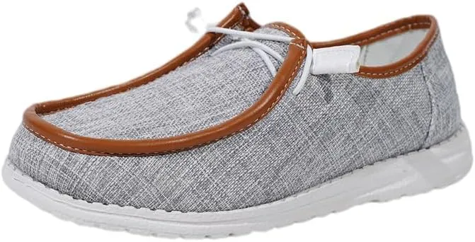Unisex-Adult Comfort Canvas Loafers Sneakers Lightweight Boat Shoes Easy Slip-On Deck Shoes Lace-Up Non-Slip Flat Drving Shoes Breathable Walking Shoes for Men Women, Pink/Grey/Black